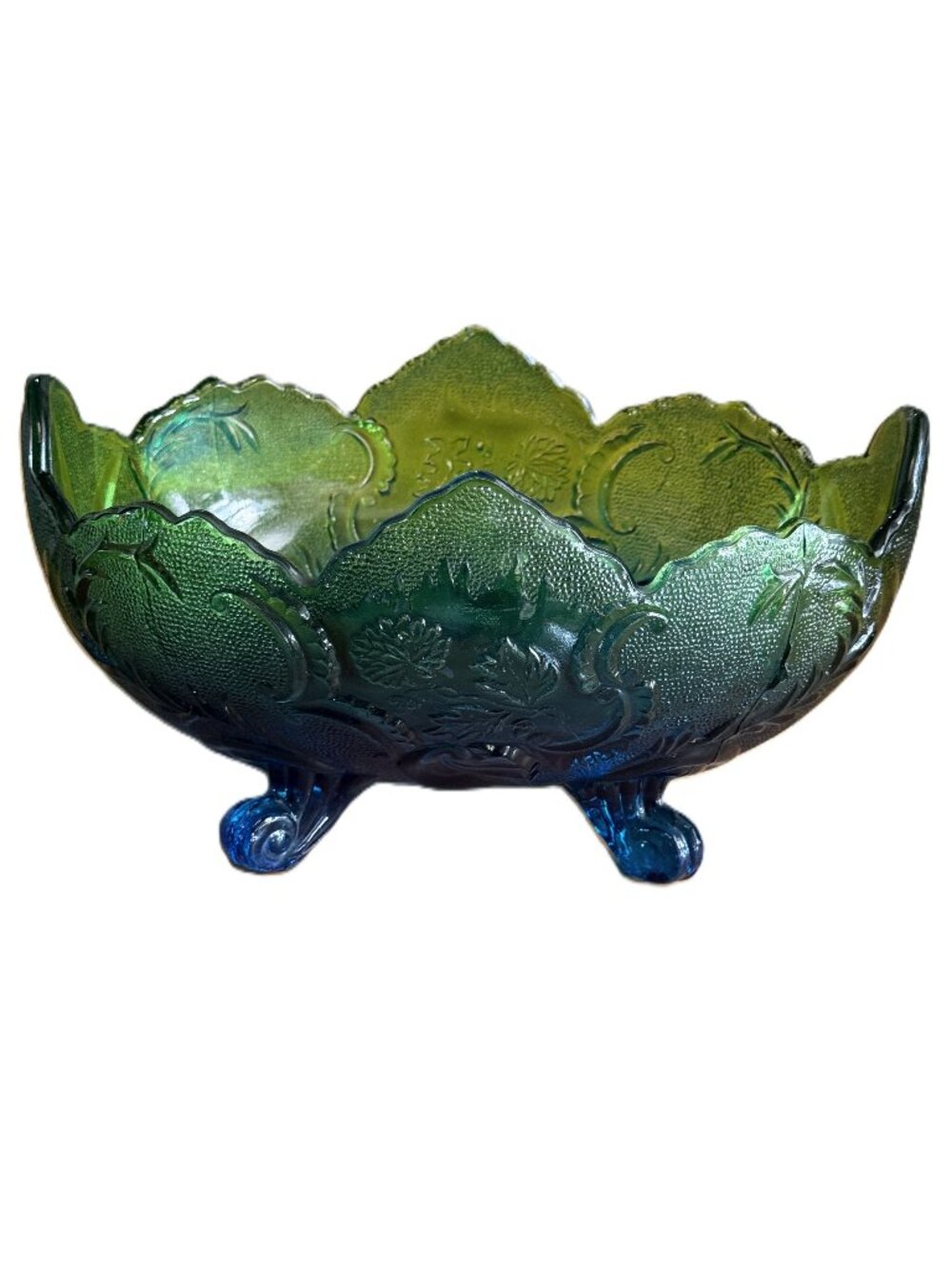 Jeannette Glass Company 3435 Lombardi Ombré Footed Oval Bowl, Vintage Circa 1960